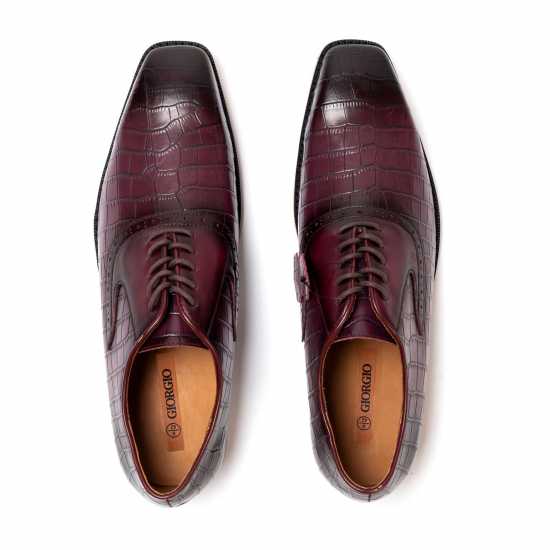 Giorgio Leather Croc Men Oxford Dress Brogue Shoes Кафяво кафяво Мъжки обувки