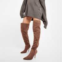 I Saw It First Faux Suede Pointed Toe Stiletto Thigh High Boot
