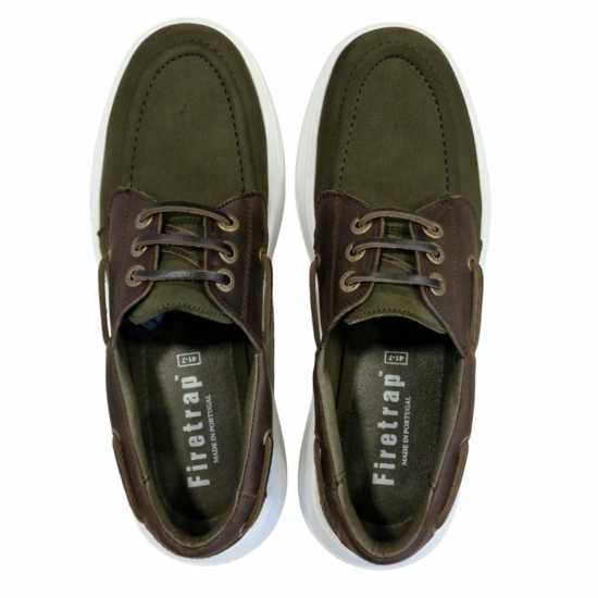 Firetrap Largo Boat Shoes Mens Зелено/Кафяво Мъжки обувки