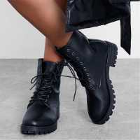 Боти Faux Leather Lace Up Ankle Boots  Дамски ботуши