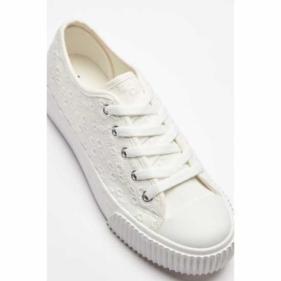 Lace Up Broderie White Trainers  Дамски маратонки
