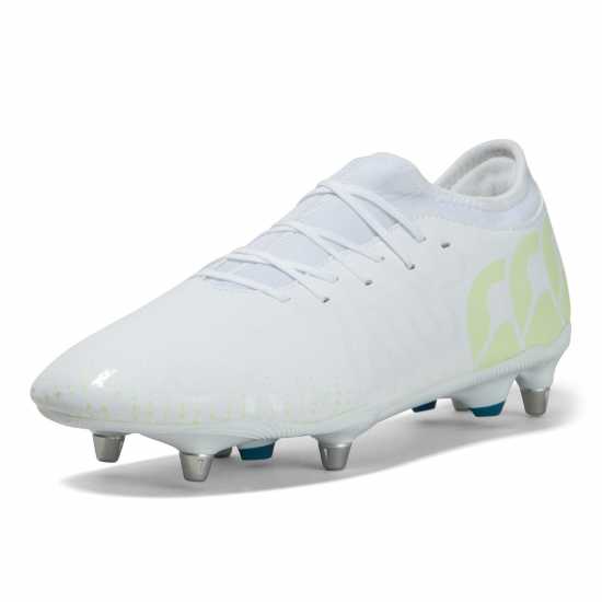 Canterbury Speed Infinite Team Adults Soft Ground Rugby Boots White/Luminous Ръгби