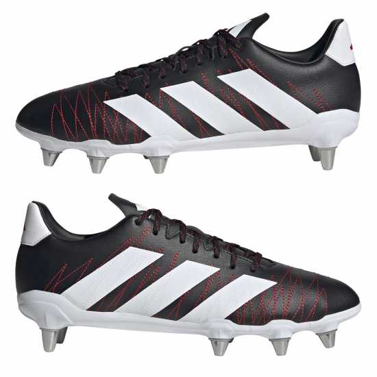 Adidas Kakari Adults Soft Ground Rugby Boots Черно/Бяло/Углерод 