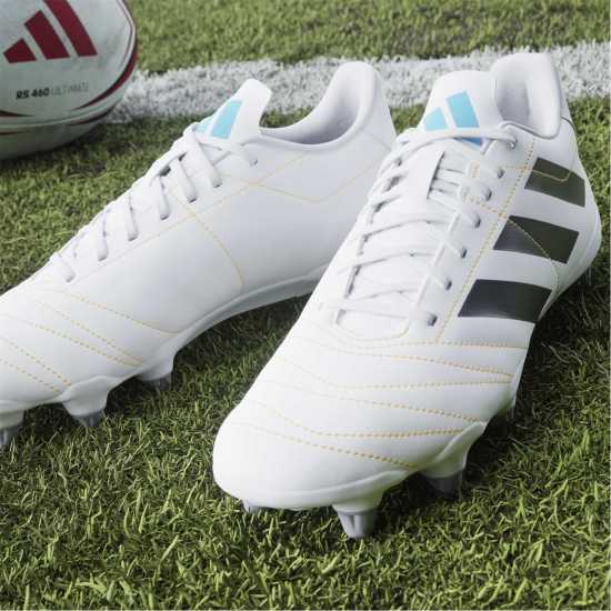 Adidas Kakari Adults Soft Ground Rugby Boots Wht/Blk/luc 