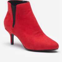 Боти Comfort Kitten Heel Red Faux Suede Ankle Boots Red Дамски ботуши