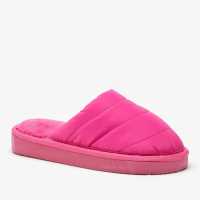Padded Hot Pink Mule Slippers  Чехли