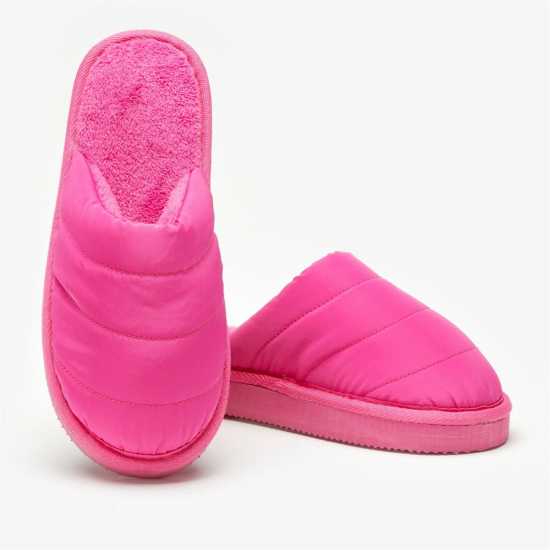 Padded Hot Pink Mule Slippers  Чехли