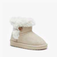 Fur Lined Button Detail Ankle Boot