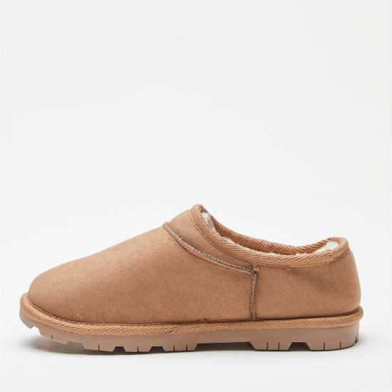 Suede Chunky Sole Chestnut Slippers  Чехли