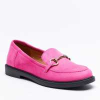Faux Suede Chain Trim Loafers