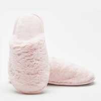Fur Pink Mule Slippers  Чехли