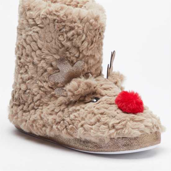 Reindeer Boot Slippers Brown  Чехли