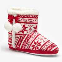Ilse Knit Slipper Boots Red  Чехли