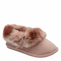 Faux Suede Fur Lined Nude Slippers  Чехли