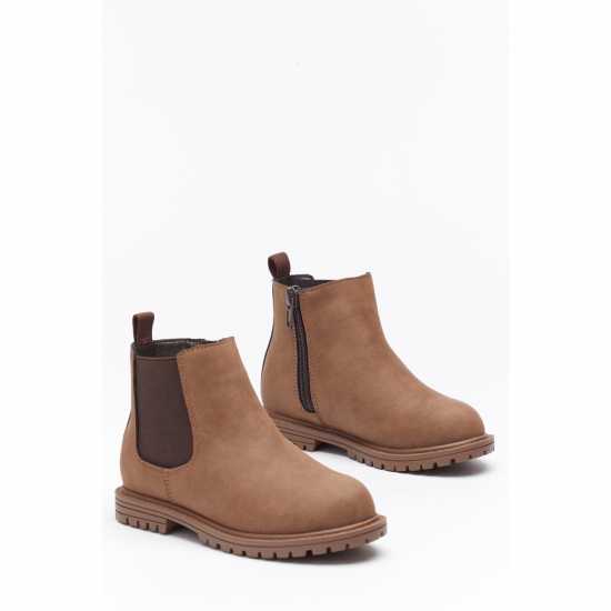 Faux Suede Chelsea Boot Brown Детски ботуши