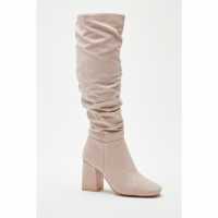 Block Heel Faux Suede Tall Boot