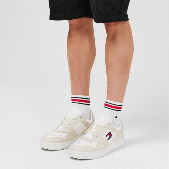 Tommy Jeans Retro Leather Basket Trainers Бяло/Екръ 