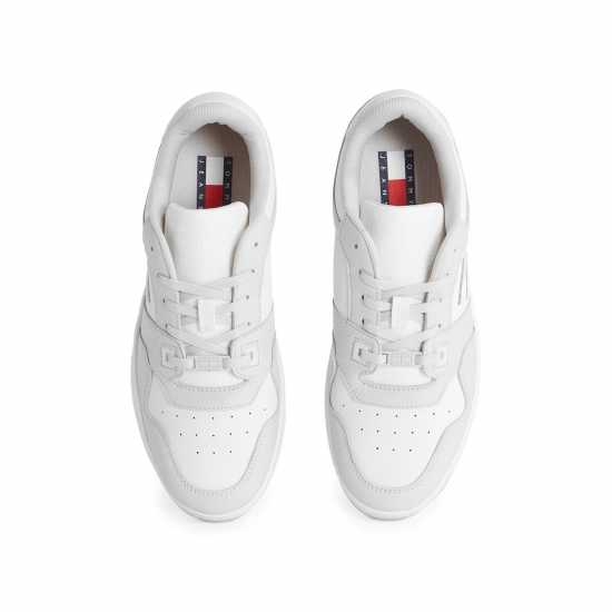 Tommy Jeans Retro Leather Basket Trainers Бяло/Светло сиво 