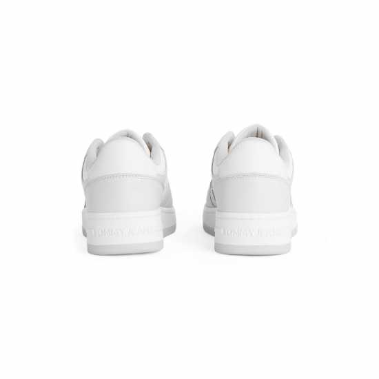 Tommy Jeans Retro Leather Basket Trainers Бяло/Светло сиво 