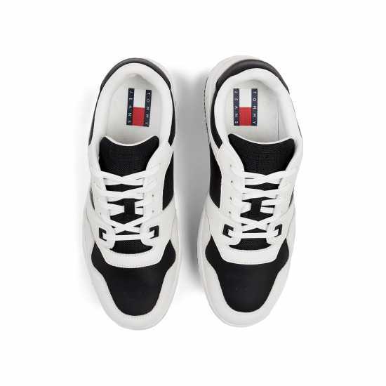 Tommy Jeans Retro Leather Basket Trainers Бяло/Черно Tommy Jeans Retro Leather Basket Trainers Бяло/Черно