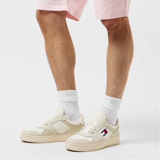 Tommy Jeans Retro Leather Basket Trainers Кремаво/Бяло Tommy Jeans Retro Leather Basket Trainers Кремаво/Бяло