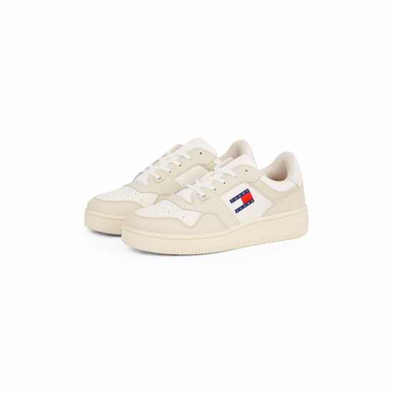 Tommy Jeans Retro Leather Basket Trainers Кремаво/Бяло Tommy Jeans Retro Leather Basket Trainers Кремаво/Бяло