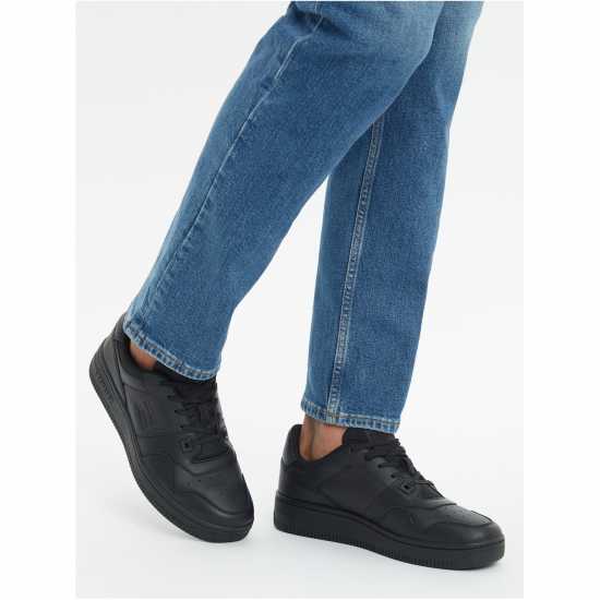 Tommy Jeans Retro Leather Basket Trainers Трип Черен 0GK Tommy Jeans Retro Leather Basket Trainers Трип Черен 0GK