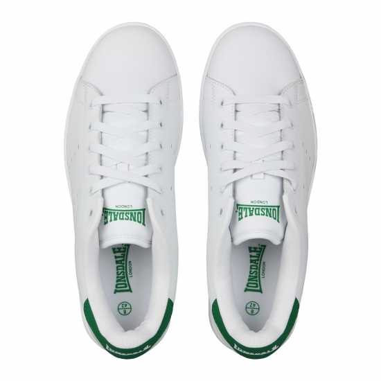Lonsdale Кожени Маратонки Leyton Leather Trainers Mens Бяло/Зелено Lonsdale Кожени Маратонки Leyton Leather Trainers Mens Бяло/Зелено