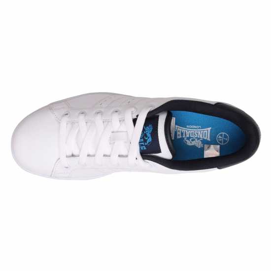 Lonsdale Мъжки Кожени Маратонки Leyton Leather Mens Trainers White/Navy Мъжки маратонки