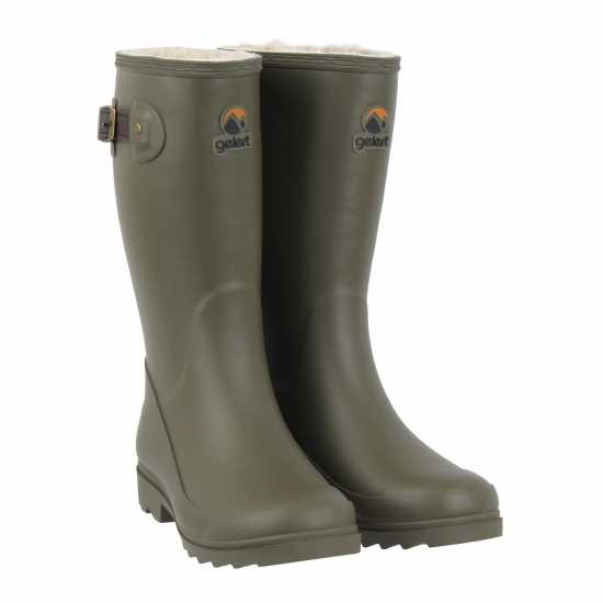 Gelert Fur Lined Welly Boot Womens Olive Дамски гумени ботуши
