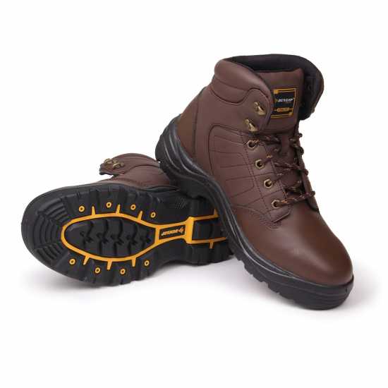 Защитни Ботуши Dunlop Dakota Mens Steel Toe Cap Safety Boots Brown Работни обувки