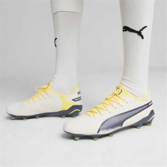 Puma King Ultimate Firm Ground Football Boots White/Black - Мъжки футболни бутонки