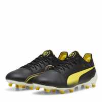Puma King Ultimate Firm Ground Football Boots Blk/Wht/Yellow Мъжки футболни бутонки