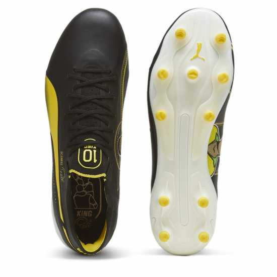 Puma King Ultimate Firm Ground Football Boots Blk/Wht/Yellow Мъжки футболни бутонки