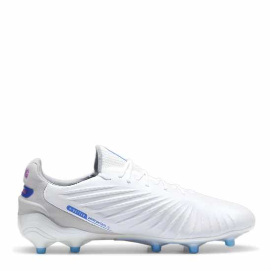 Puma King Ultimate Launch Adults Firm Ground Football Boots Бяло/Синьо/Сиво 