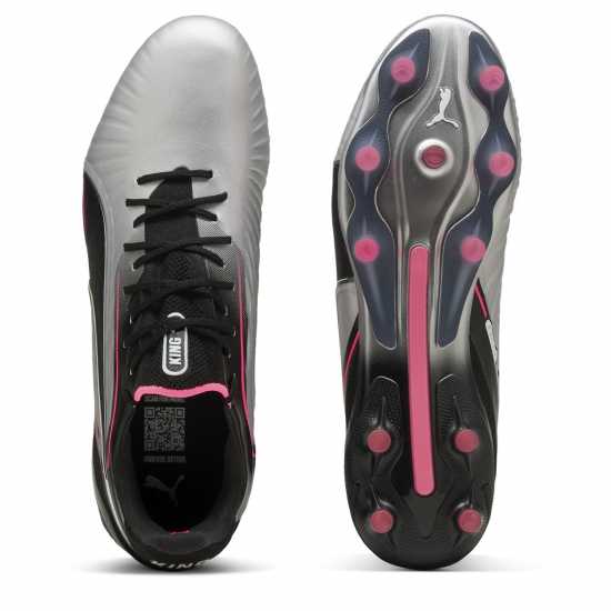 Puma King Ultimate Launch Adults Firm Ground Football Boots Сребро/Черно 