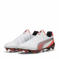 Puma King Ultimate Launch Adults Firm Ground Football Boots Бяло/Червено 