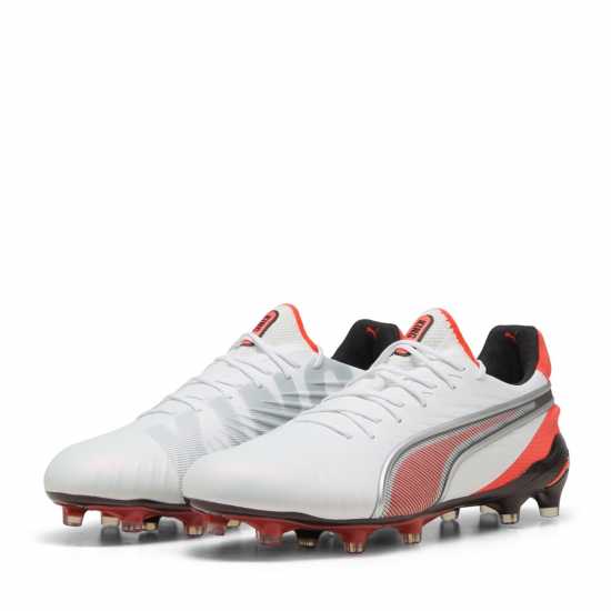 Puma King Ultimate Launch Adults Firm Ground Football Boots Бяло/Червено 