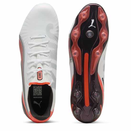 Puma King Ultimate Launch Adults Firm Ground Football Boots Бяло/Червено 