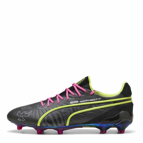 Puma King Ultimate Launch Adults Firm Ground Football Boots Черно/Лайм/Розово 