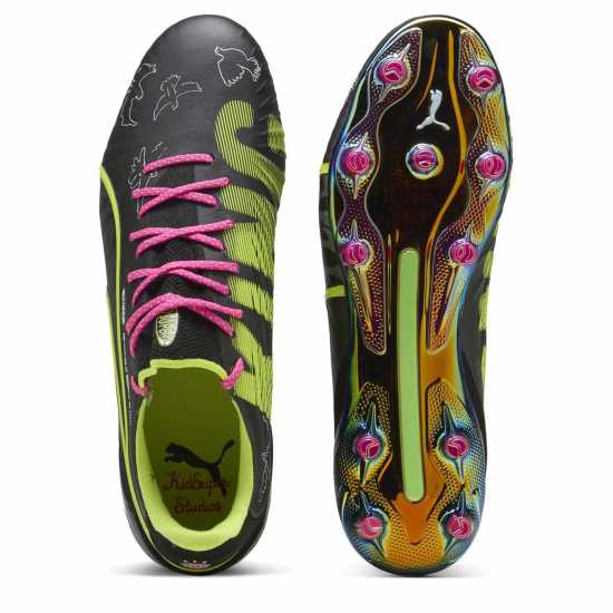 Puma King Ultimate Launch Adults Firm Ground Football Boots Черно/Лайм/Розово 