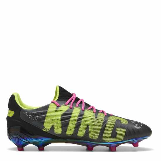Puma King Ultimate Launch Adults Firm Ground Football Boots Черно/Лайм/Розово 