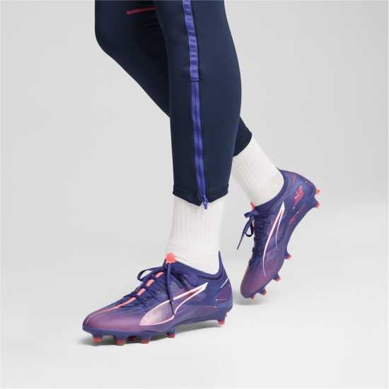 Puma Мъжки Футболни Бутонки Ultra Match Firm Ground Football Boots Mens Лилаво/Бяло/Оранжево 