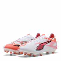 Puma Мъжки Футболни Бутонки Ultra Match Firm Ground Football Boots Mens Бяло/Червено 