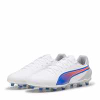 Puma Мъжки Футболни Бутонки King Match Firm Ground Football Boots Mens Бяло/Синьо/Сиво Футболни стоножки