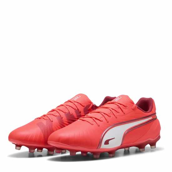Puma Мъжки Футболни Бутонки King Match Firm Ground Football Boots Mens Червено/Бяло Футболни стоножки