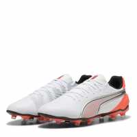 Puma Мъжки Футболни Бутонки King Match Firm Ground Football Boots Mens Бяло/Червено 