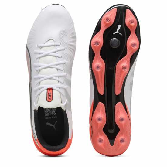 Puma Мъжки Футболни Бутонки King Match Firm Ground Football Boots Mens Бяло/Червено 