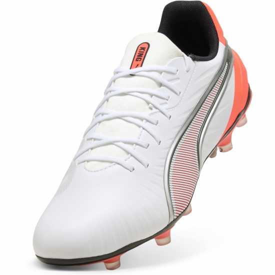 Puma Мъжки Футболни Бутонки King Match Firm Ground Football Boots Mens Бяло/Червено 
