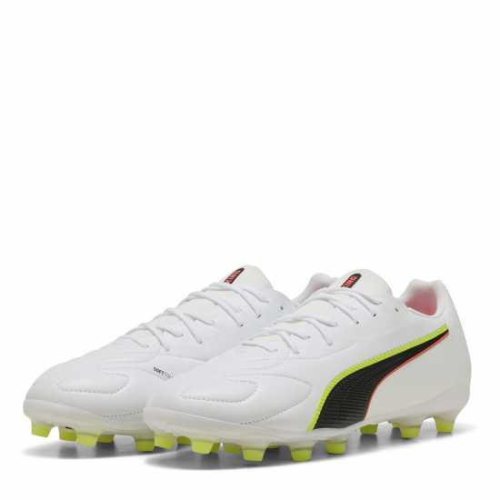 Puma Mens  King Match 5 Firm Ground Football Boots White/Red 